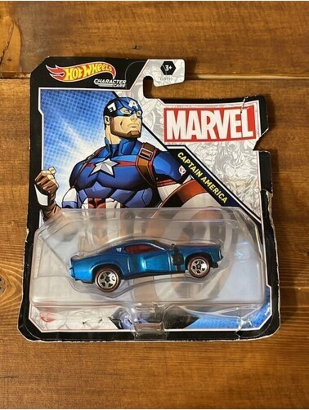 Hot Wheels Marvel Captain America Character Car Blue Diecast Toy